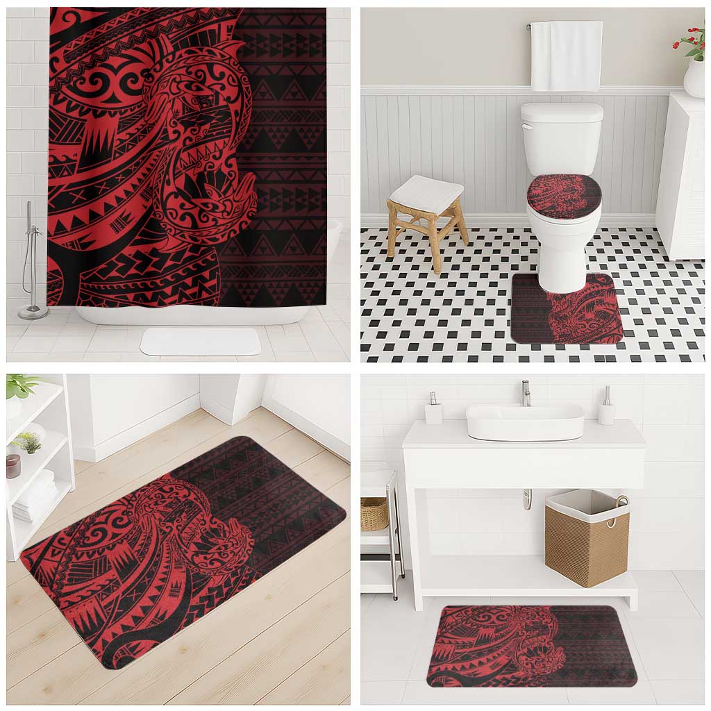 Red Couple Dolphins Maori Polynesian Style Bathroom Set LT9 - Polynesian Pride