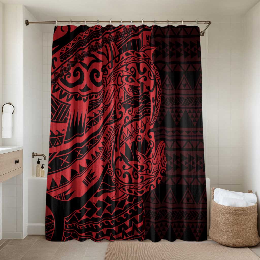 Red Couple Dolphins Maori Polynesian Style Bathroom Set LT9 Shower Curtain Only Red - Polynesian Pride