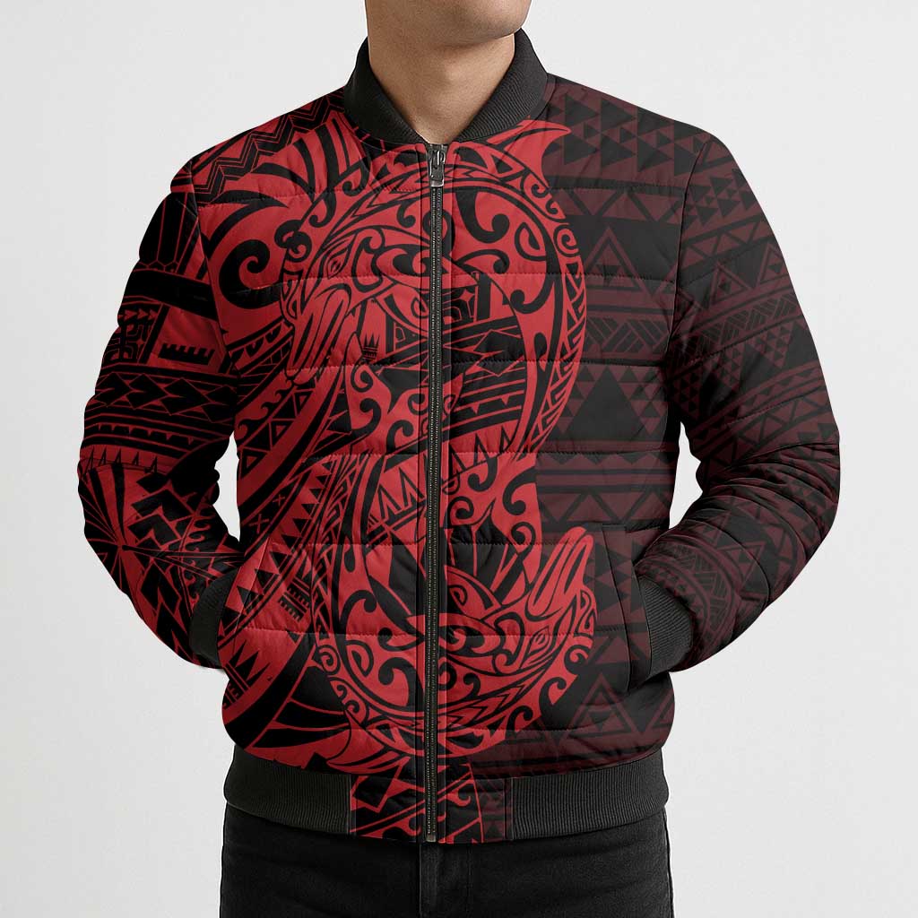 Red Couple Dolphins Maori Polynesian Style Bomber Puffer Jacket - Polynesian Pride