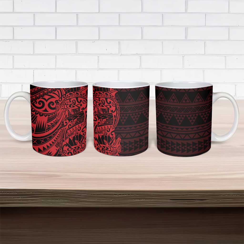 Red Couple Dolphins Maori Polynesian Style Ceramic Mug - Polynesian Pride