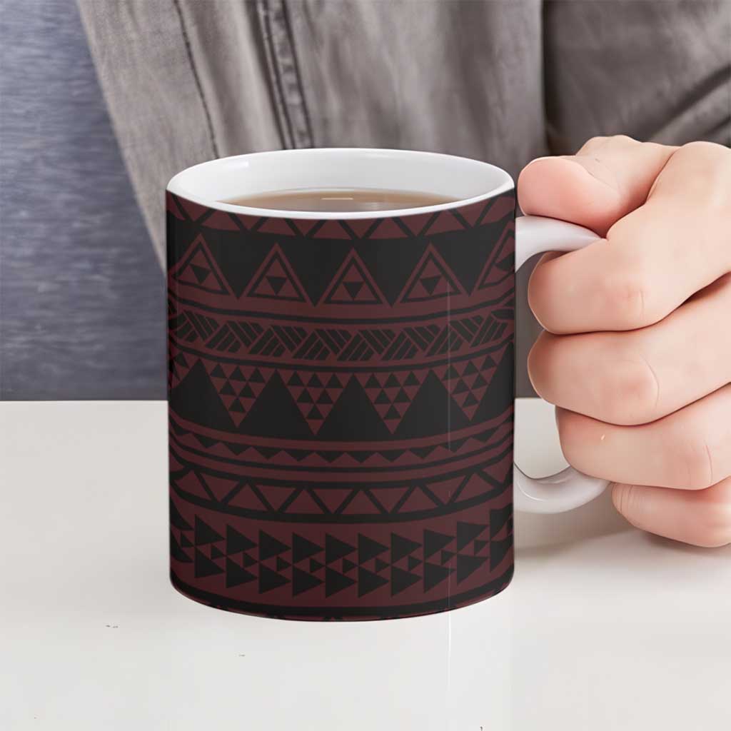 Red Couple Dolphins Maori Polynesian Style Ceramic Mug - Polynesian Pride