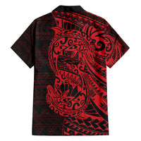 Red Couple Dolphins Maori Polynesian Style Family Matching Long Sleeve Bodycon Dress and Hawaiian Shirt LT9 - Polynesian Pride