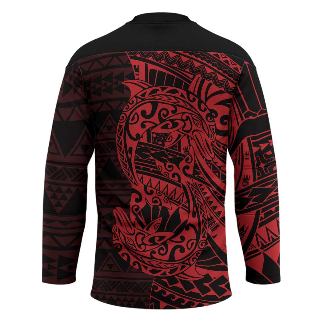 Red Couple Dolphins Maori Polynesian Style Hockey Jersey - Polynesian Pride
