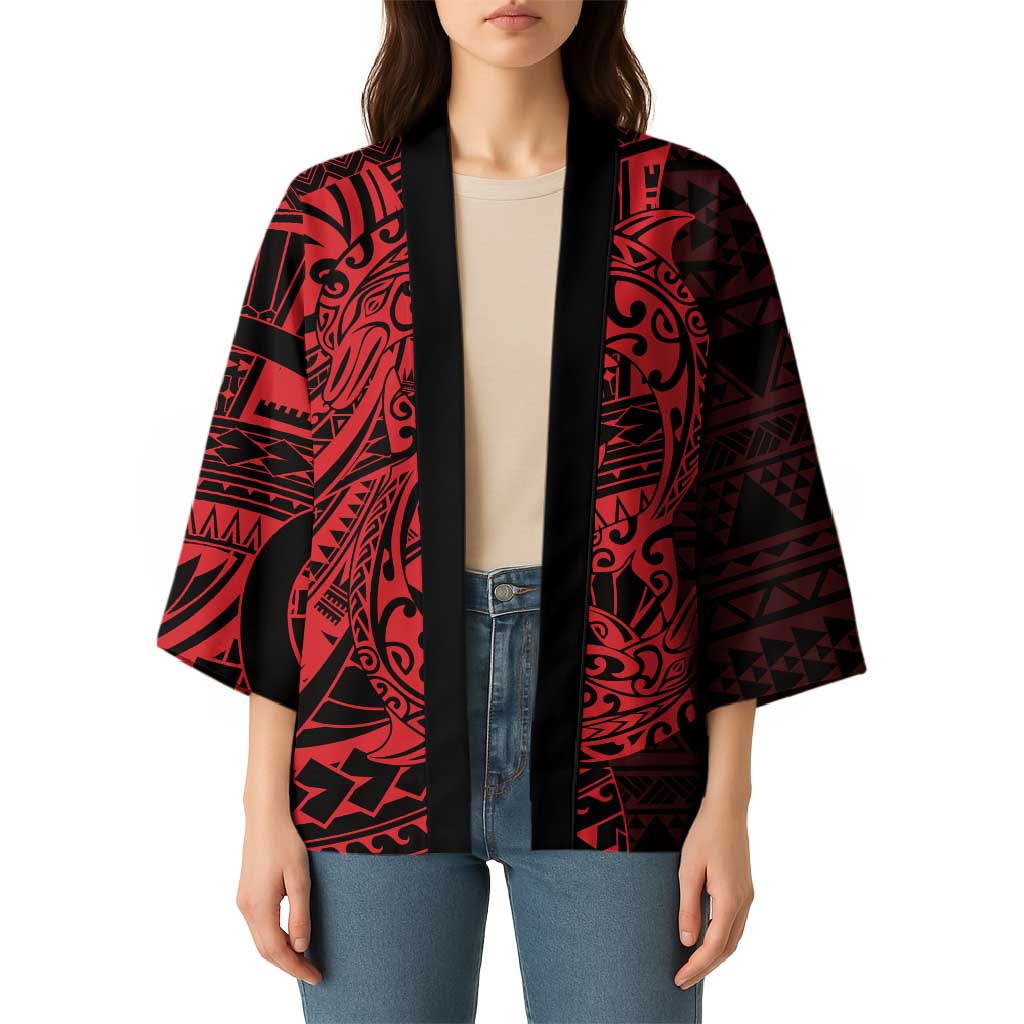 Red Couple Dolphins Maori Polynesian Style Kimono LT9 - Polynesian Pride