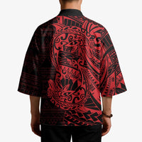 Red Couple Dolphins Maori Polynesian Style Kimono LT9 - Polynesian Pride