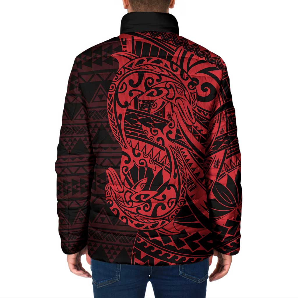 Red Couple Dolphins Maori Polynesian Style Padded Jacket - Polynesian Pride