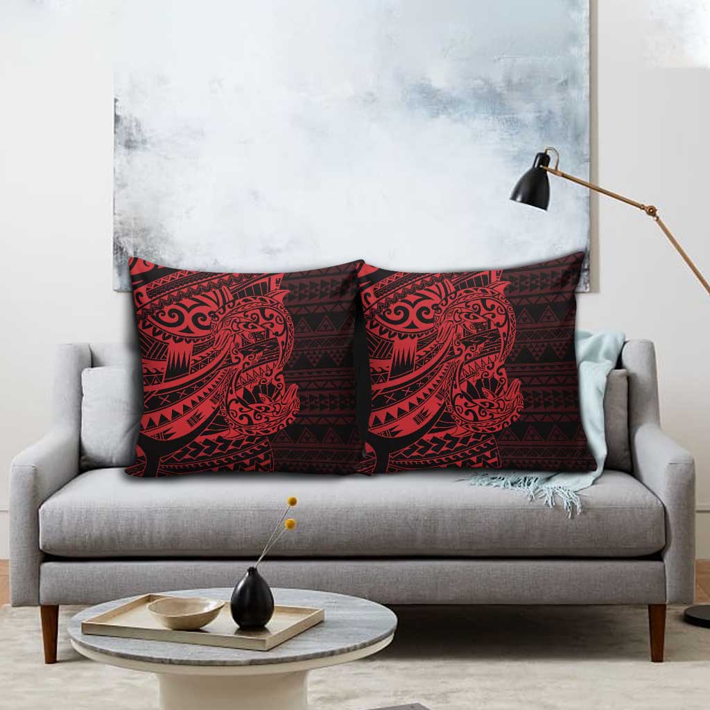 Red Couple Dolphins Maori Polynesian Style Pillow Cover - Polynesian Pride