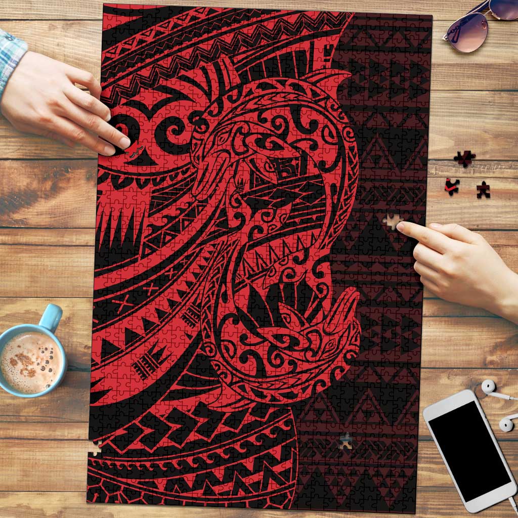 Red Couple Dolphins Maori Polynesian Style Puzzle - Polynesian Pride