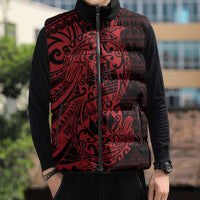 Red Couple Dolphins Maori Polynesian Style Sleeveless Puffer Jacket - Polynesian Pride