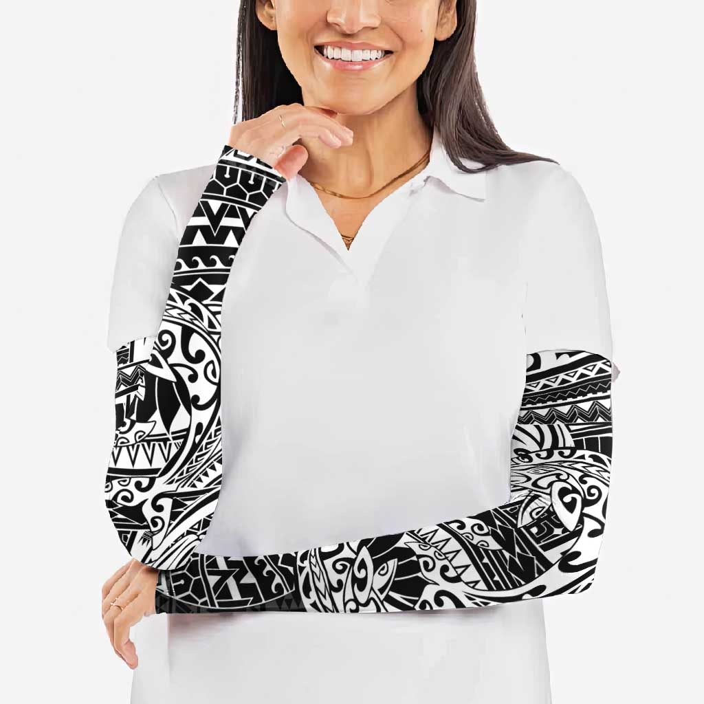 White Couple Dolphins Maori Polynesian Style Arm Sleeves - Polynesian Pride
