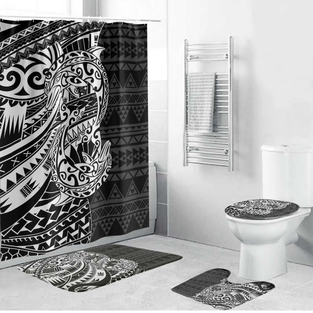 White Couple Dolphins Maori Polynesian Style Bathroom Set - Polynesian Pride