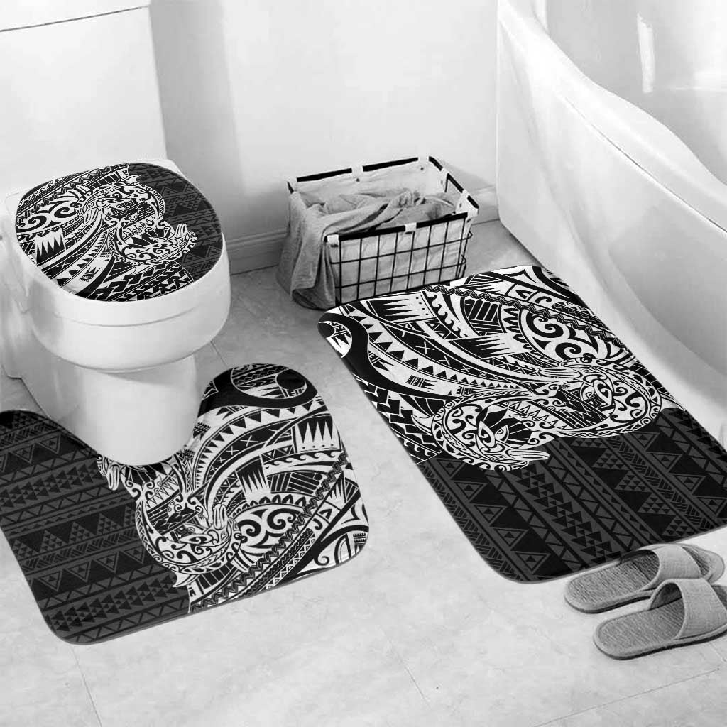 White Couple Dolphins Maori Polynesian Style Bathroom Set LT9 Mat Set Only (3 pcs) One Size White - Polynesian Pride