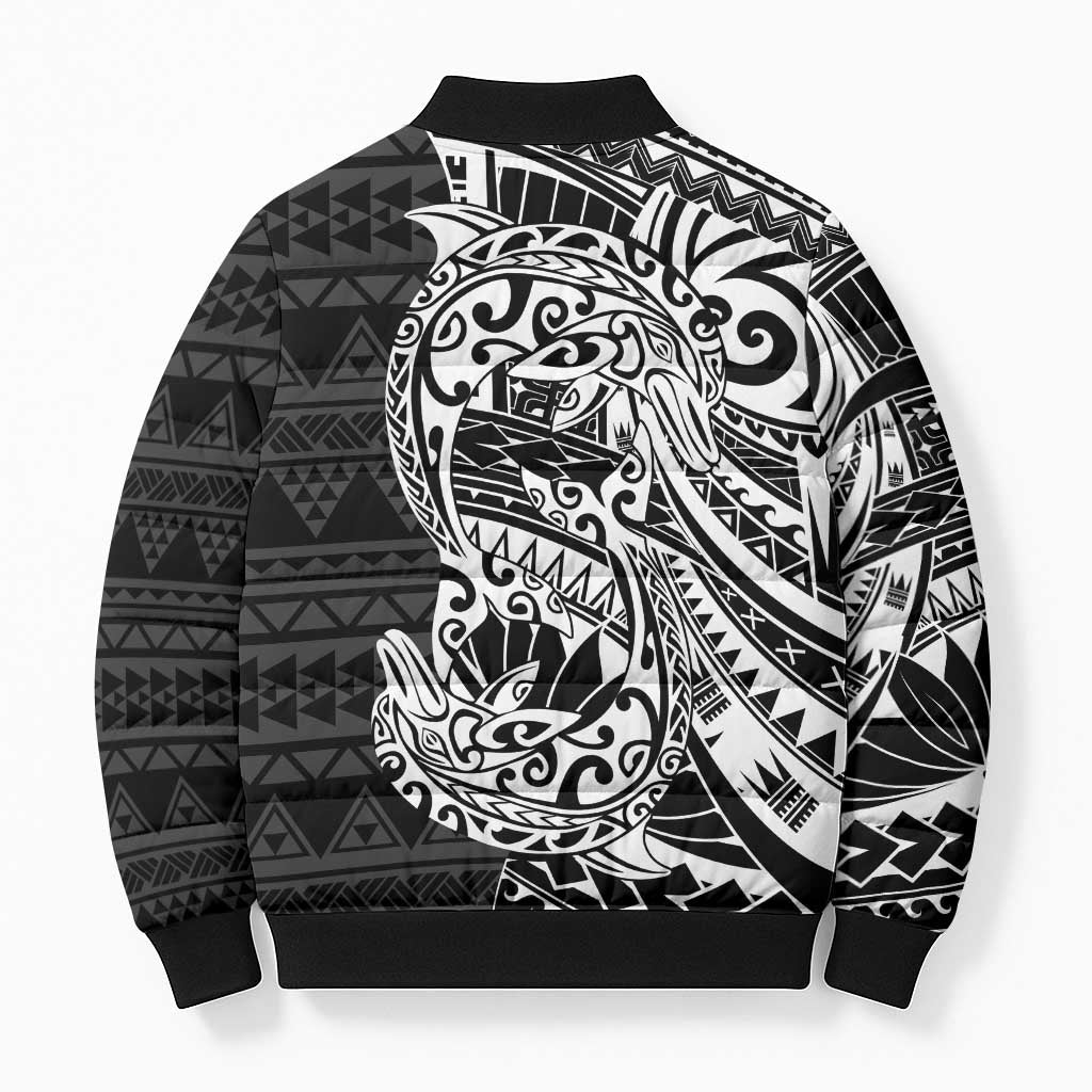 White Couple Dolphins Maori Polynesian Style Bomber Puffer Jacket LT9 - Polynesian Pride