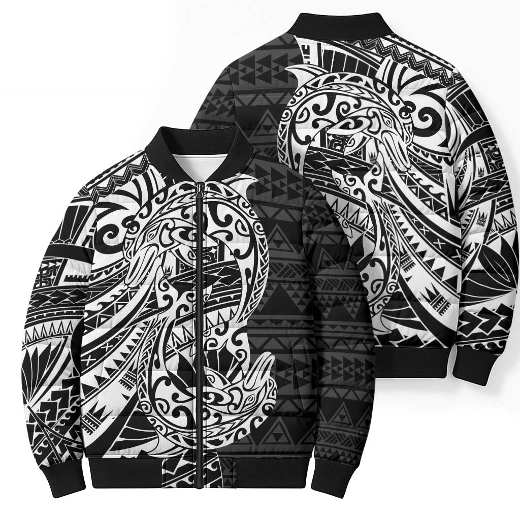 White Couple Dolphins Maori Polynesian Style Bomber Puffer Jacket LT9 - Polynesian Pride