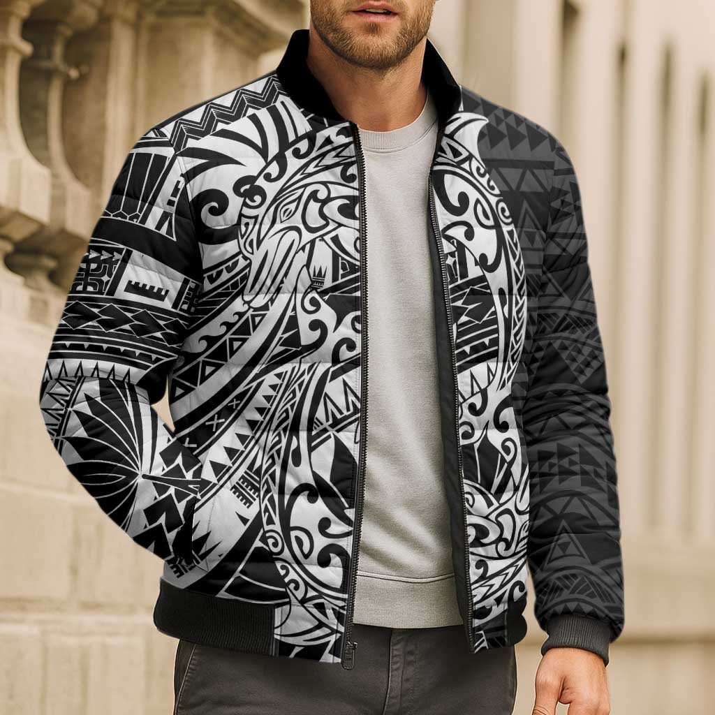 White Couple Dolphins Maori Polynesian Style Bomber Puffer Jacket LT9 - Polynesian Pride