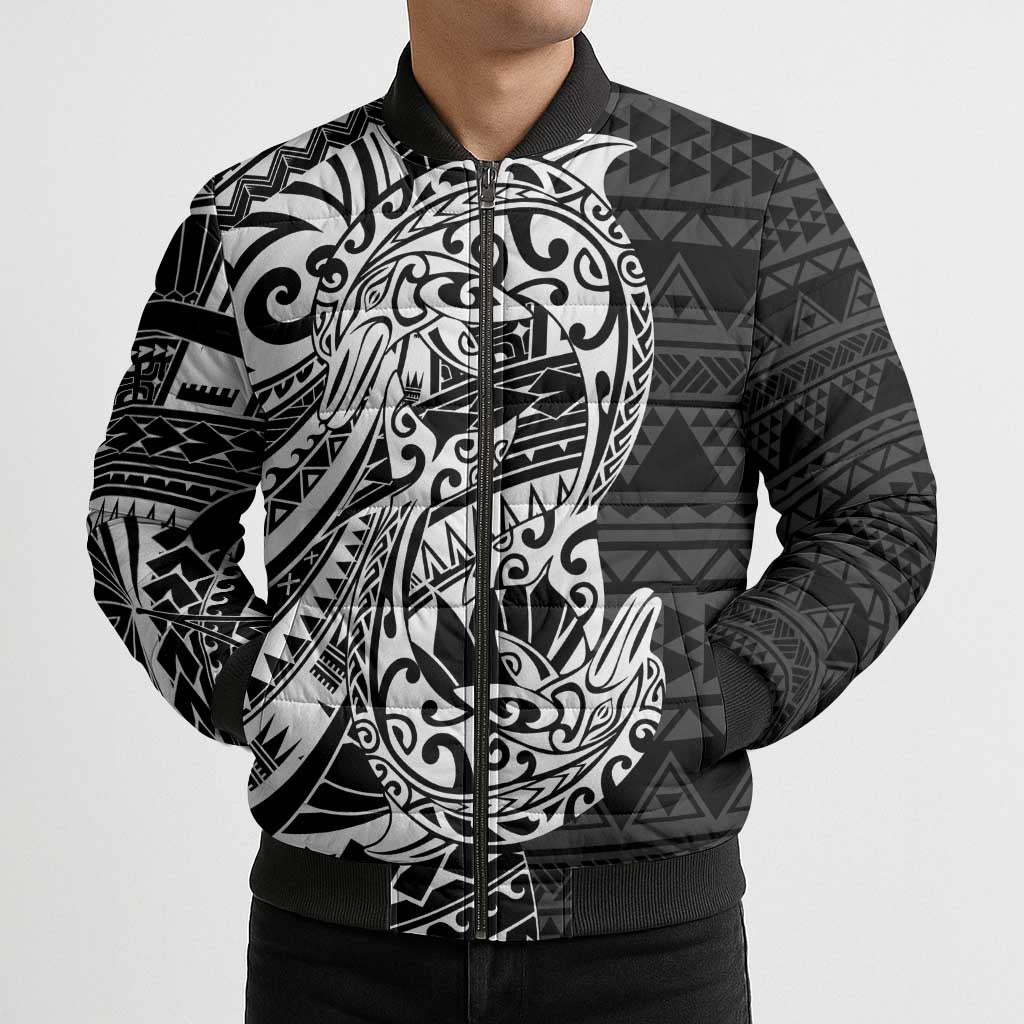 White Couple Dolphins Maori Polynesian Style Bomber Puffer Jacket LT9 - Polynesian Pride