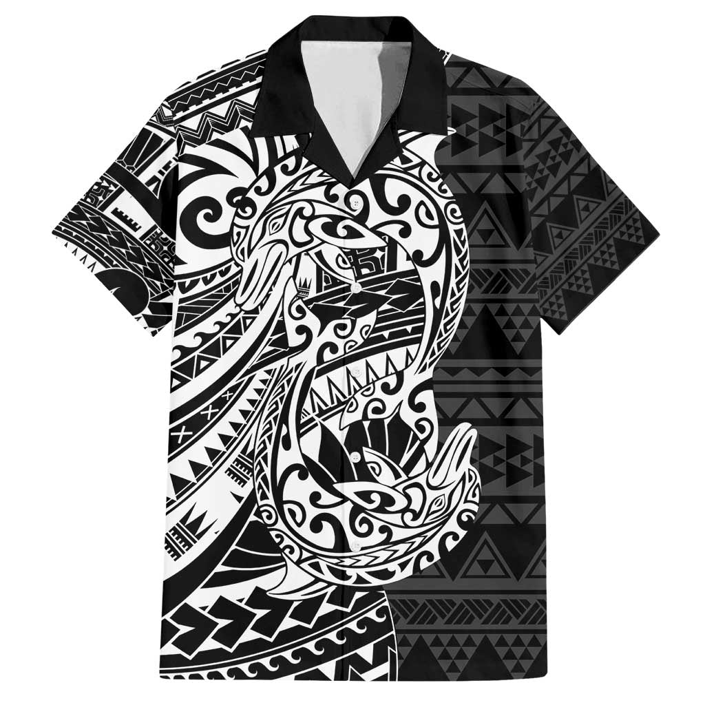 White Couple Dolphins Maori Polynesian Style Family Matching Long Sleeve Bodycon Dress and Hawaiian Shirt LT9 Dad's Shirt - Short Sleeve White - Polynesian Pride