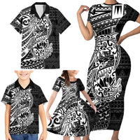 White Couple Dolphins Maori Polynesian Style Family Matching Short Sleeve Bodycon Dress and Hawaiian Shirt LT9 - Polynesian Pride