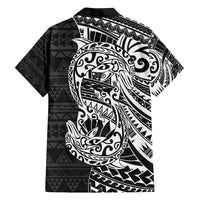 White Couple Dolphins Maori Polynesian Style Family Matching Short Sleeve Bodycon Dress and Hawaiian Shirt LT9 - Polynesian Pride