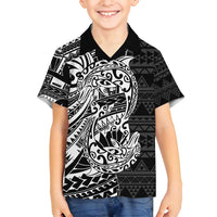 White Couple Dolphins Maori Polynesian Style Family Matching Summer Maxi Dress and Hawaiian Shirt