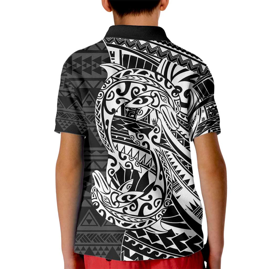 White Couple Dolphins Maori Polynesian Style Kid Polo Shirt
