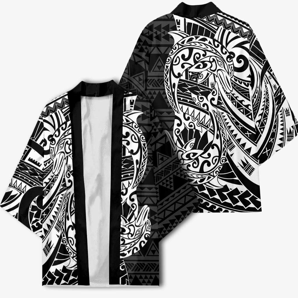 White Couple Dolphins Maori Polynesian Style Kimono LT9 - Polynesian Pride