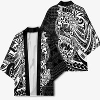 White Couple Dolphins Maori Polynesian Style Kimono LT9 - Polynesian Pride
