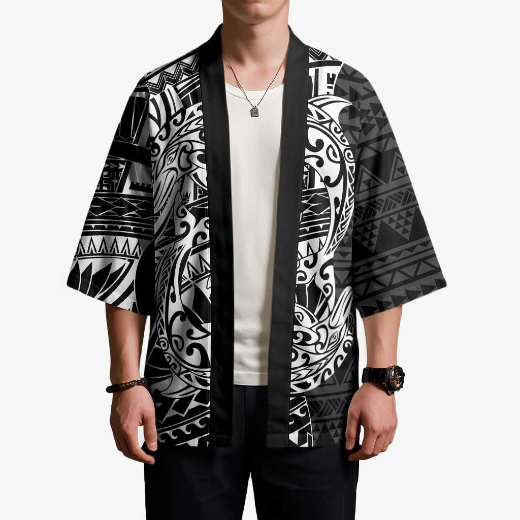 White Couple Dolphins Maori Polynesian Style Kimono LT9 - Polynesian Pride