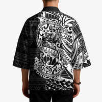 White Couple Dolphins Maori Polynesian Style Kimono LT9 - Polynesian Pride