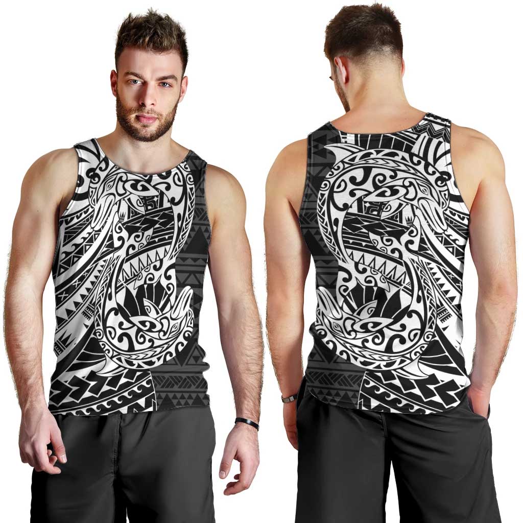 White Couple Dolphins Maori Polynesian Style Men Tank Top