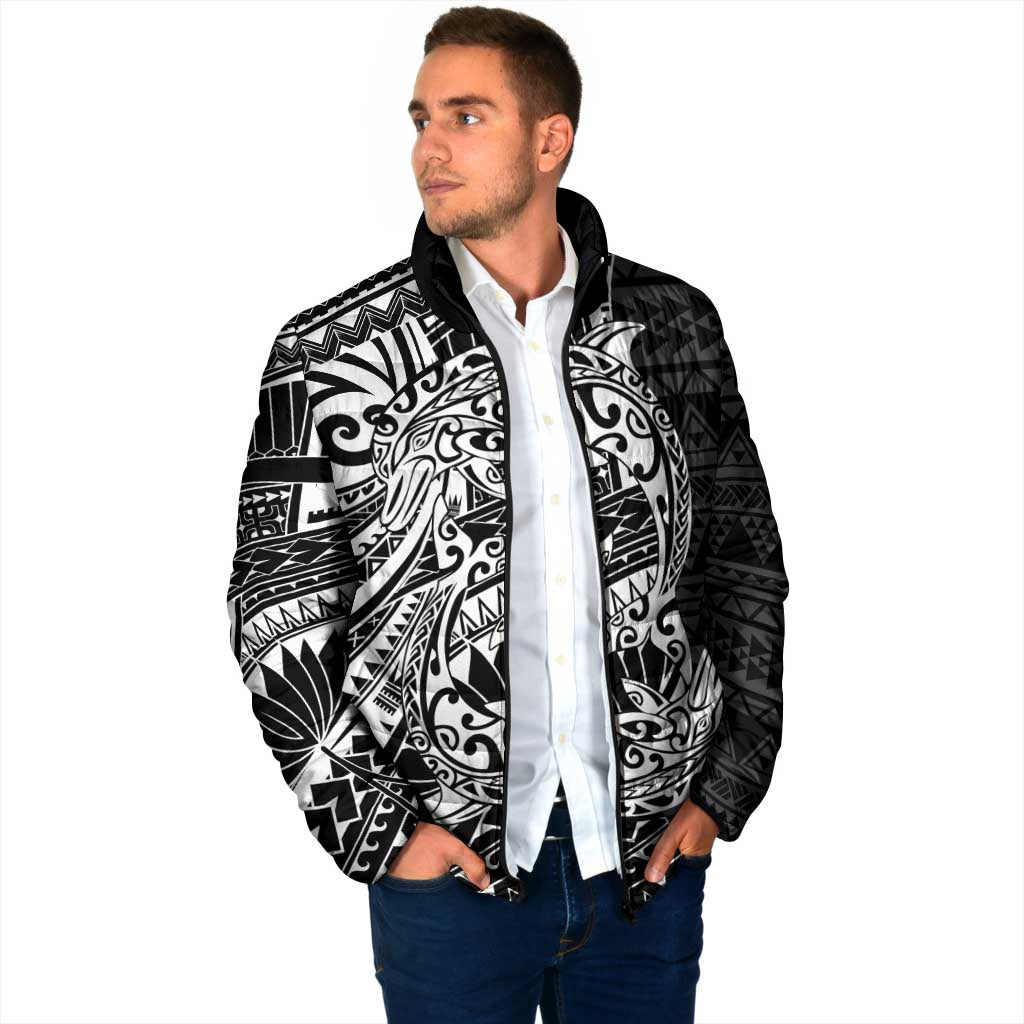 White Couple Dolphins Maori Polynesian Style Padded Jacket LT9 - Polynesian Pride