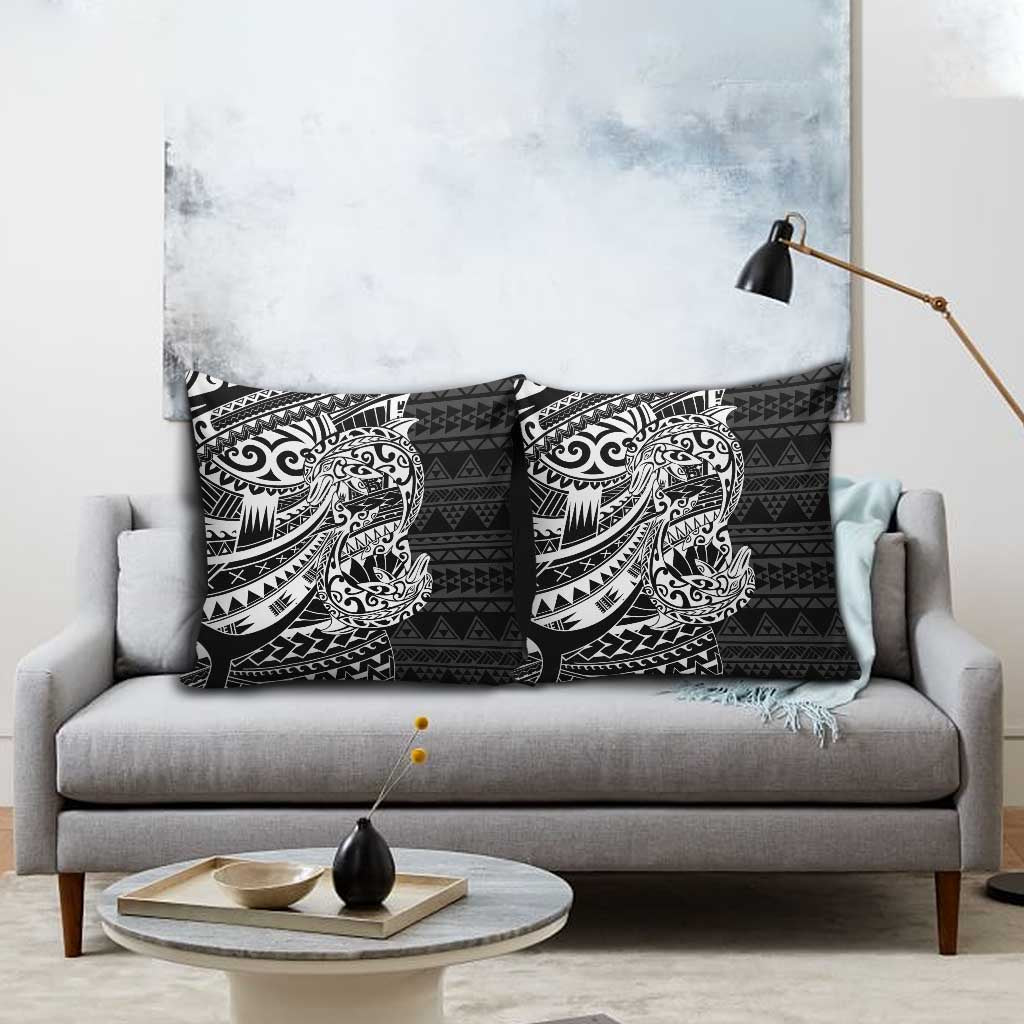 White Couple Dolphins Maori Polynesian Style Pillow Cover - Polynesian Pride