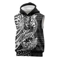 White Couple Dolphins Maori Polynesian Style Sleeveless Hoodie LT9 White - Polynesian Pride