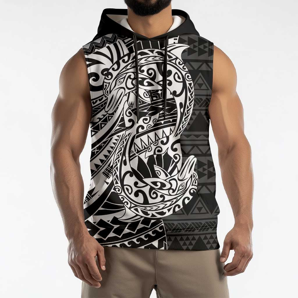 White Couple Dolphins Maori Polynesian Style Sleeveless Hoodie LT9 - Polynesian Pride