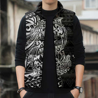 White Couple Dolphins Maori Polynesian Style Sleeveless Puffer Jacket - Polynesian Pride