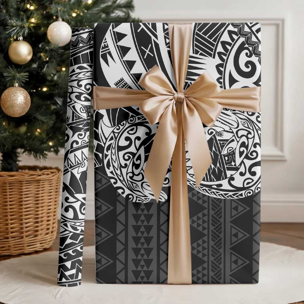 White Couple Dolphins Maori Polynesian Style Wrapping Paper - Polynesian Pride