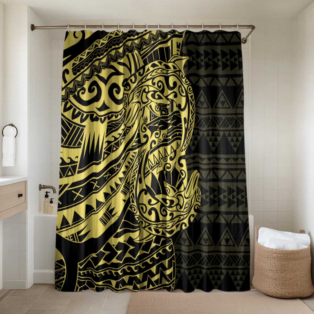 Yellow Couple Dolphins Maori Polynesian Style Bathroom Set LT9 Shower Curtain Only Yellow - Polynesian Pride