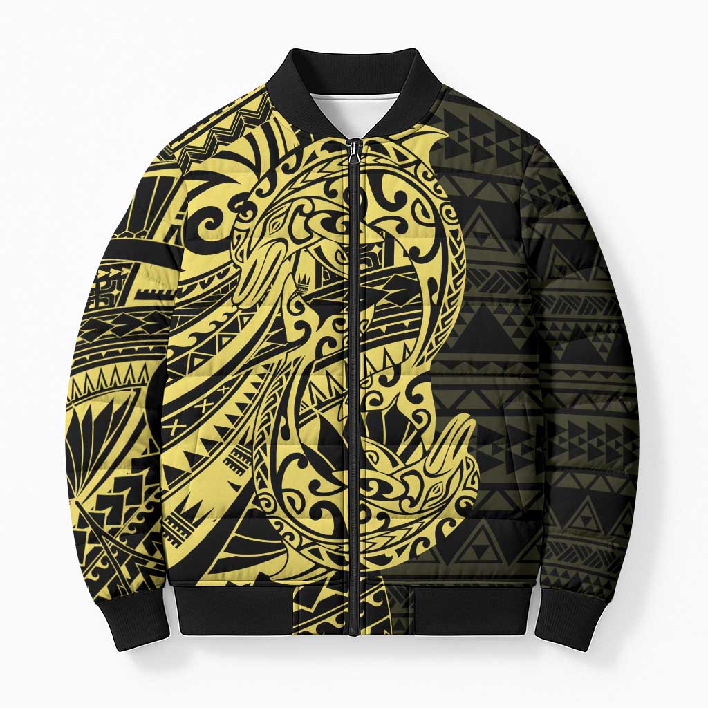 Yellow Couple Dolphins Maori Polynesian Style Bomber Puffer Jacket LT9 Unisex Yellow - Polynesian Pride