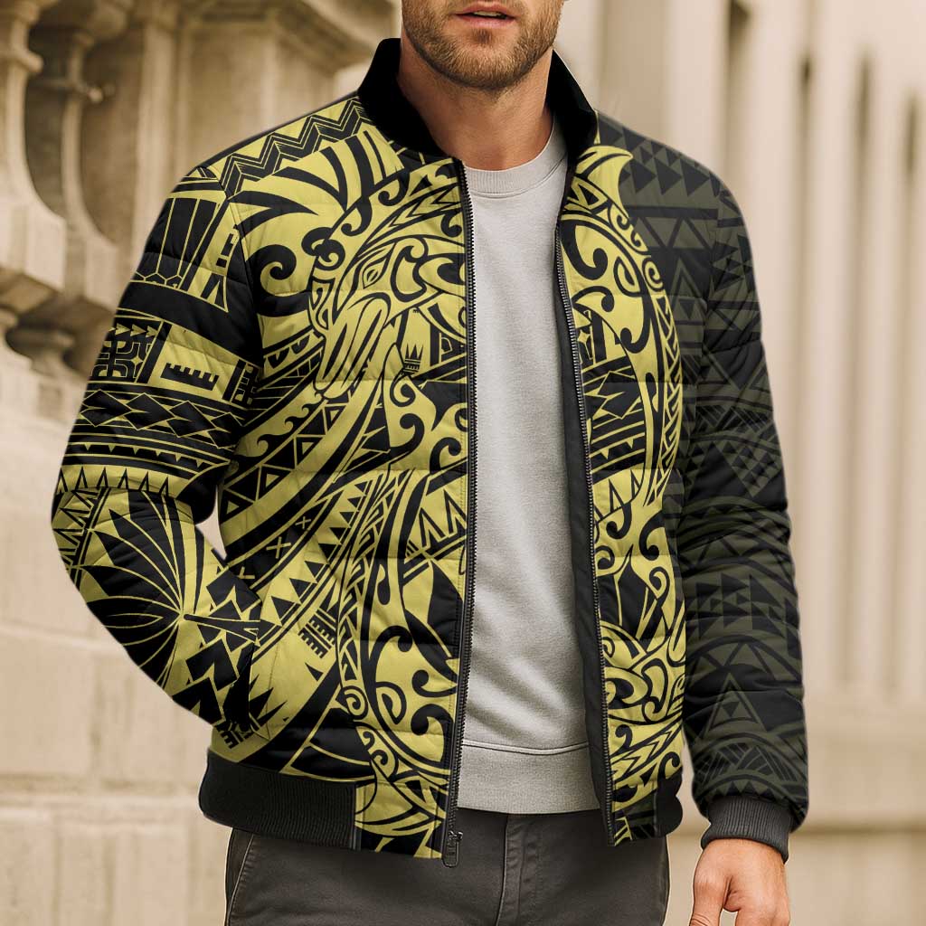Yellow Couple Dolphins Maori Polynesian Style Bomber Puffer Jacket LT9 - Polynesian Pride