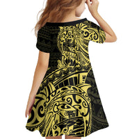 Yellow Couple Dolphins Maori Polynesian Style Family Matching Off The Shoulder Long Sleeve Dress and Hawaiian Shirt LT9 - Polynesian Pride