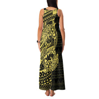 Yellow Couple Dolphins Maori Polynesian Style Family Matching Tank Maxi Dress and Hawaiian Shirt LT9 - Polynesian Pride