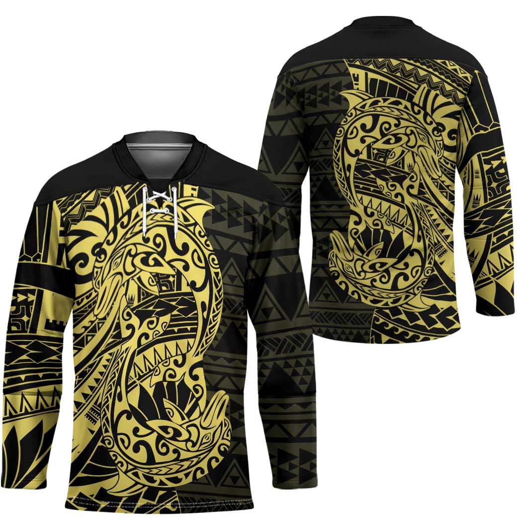 Yellow Couple Dolphins Maori Polynesian Style Hockey Jersey - Polynesian Pride