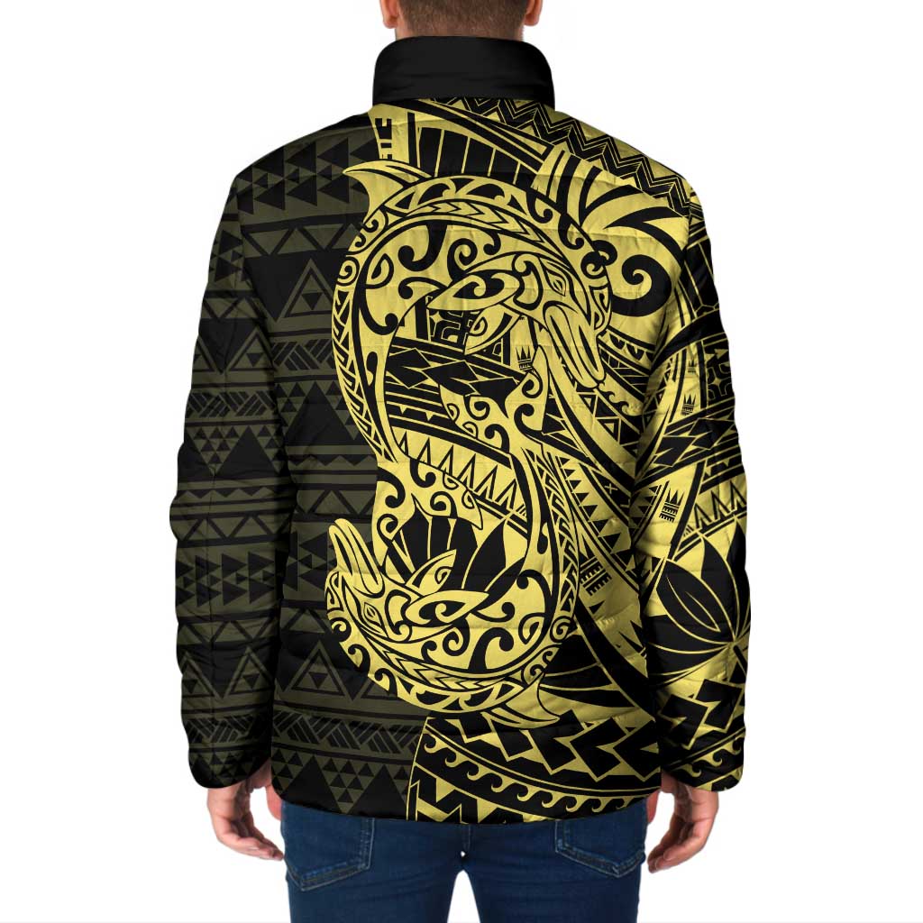 Yellow Couple Dolphins Maori Polynesian Style Padded Jacket LT9 - Polynesian Pride