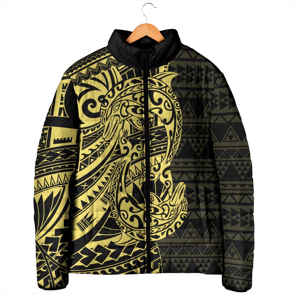 Yellow Couple Dolphins Maori Polynesian Style Padded Jacket LT9 - Polynesian Pride