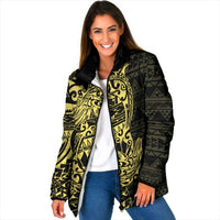 Yellow Couple Dolphins Maori Polynesian Style Padded Jacket LT9 Women Yellow - Polynesian Pride