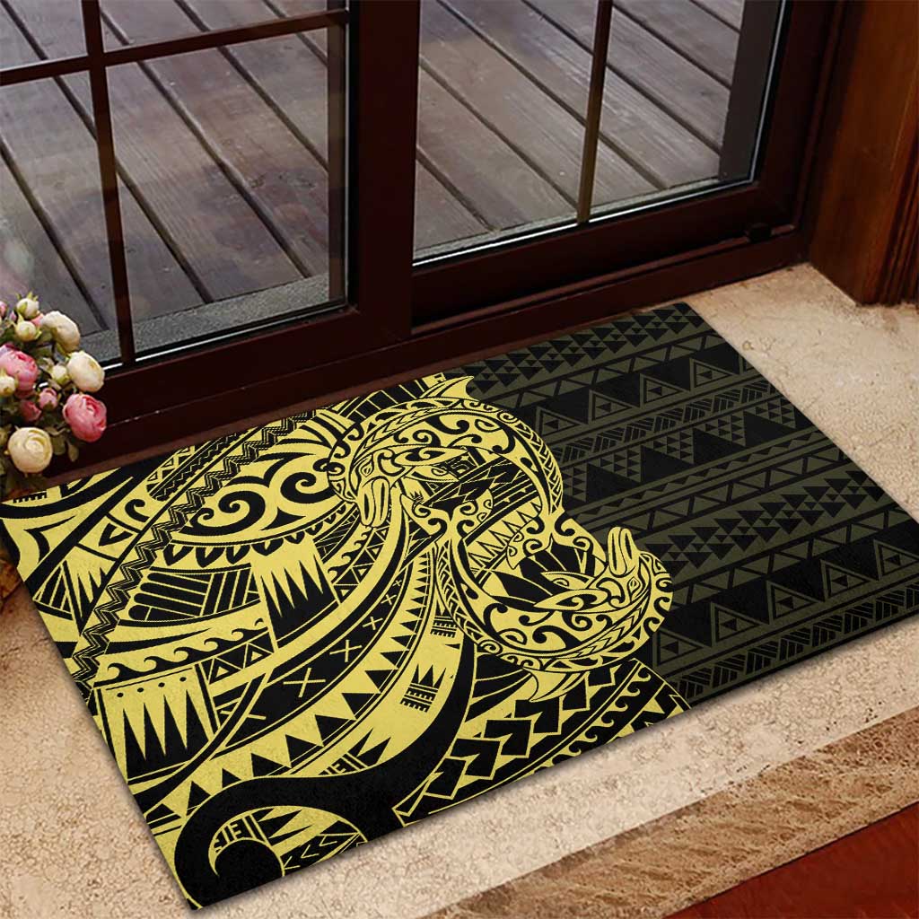 Yellow Couple Dolphins Maori Polynesian Style Rubber Doormat LT9 - Polynesian Pride