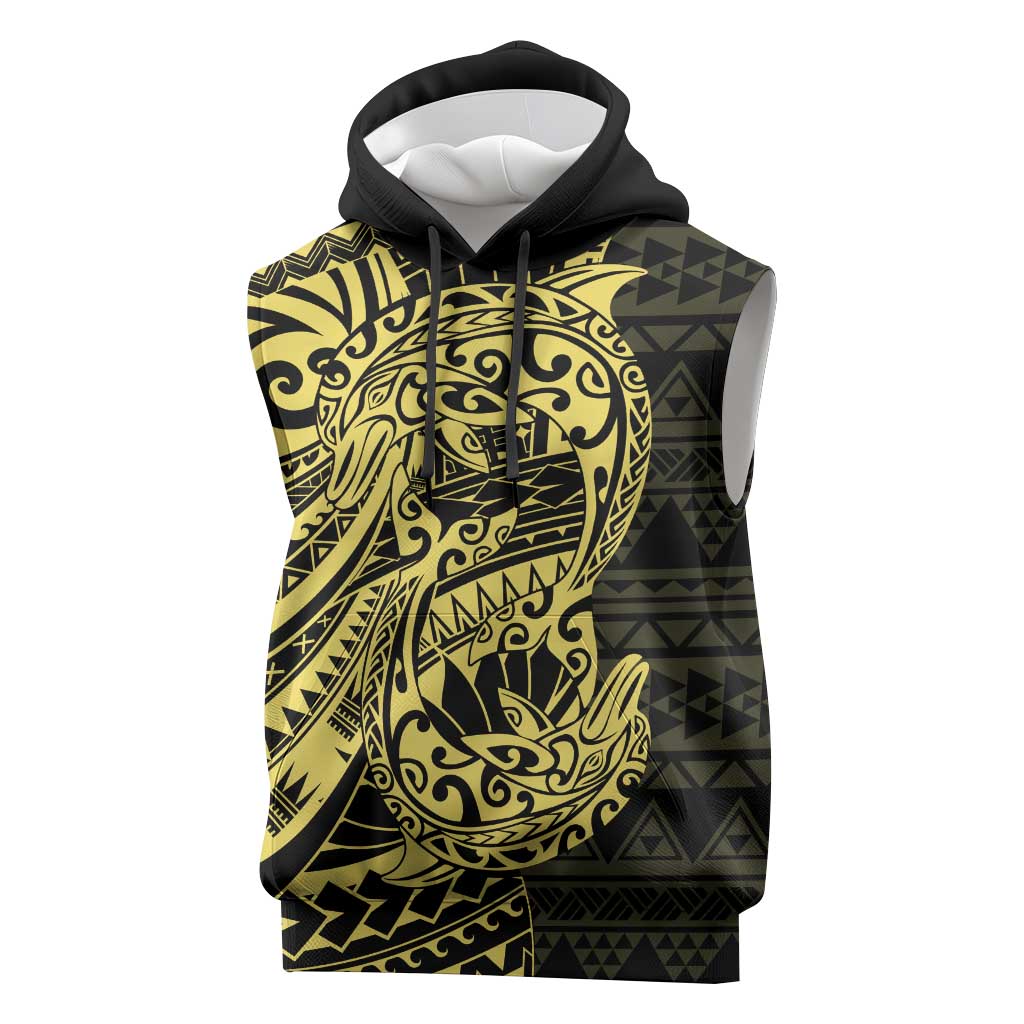 Yellow Couple Dolphins Maori Polynesian Style Sleeveless Hoodie - Polynesian Pride