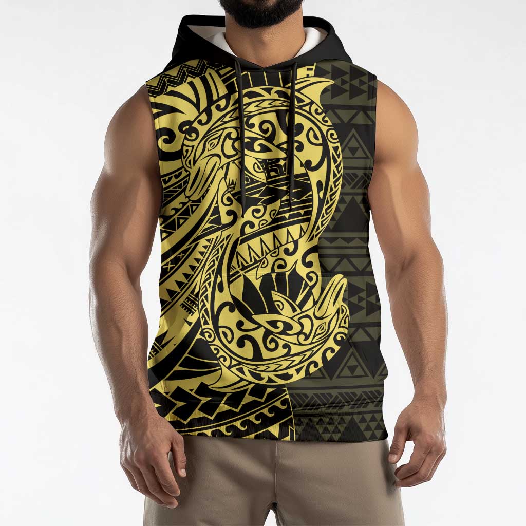 Yellow Couple Dolphins Maori Polynesian Style Sleeveless Hoodie LT9 - Polynesian Pride