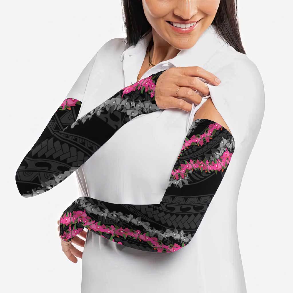Guam Bougainvillea Lei Arm Sleeves Chamorro Tribal Pattern - Polynesian Pride