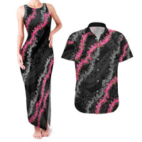 Guam Bougainvillea Lei Couples Matching Tank Maxi Dress and Hawaiian Shirt Chamorro Tribal Pattern